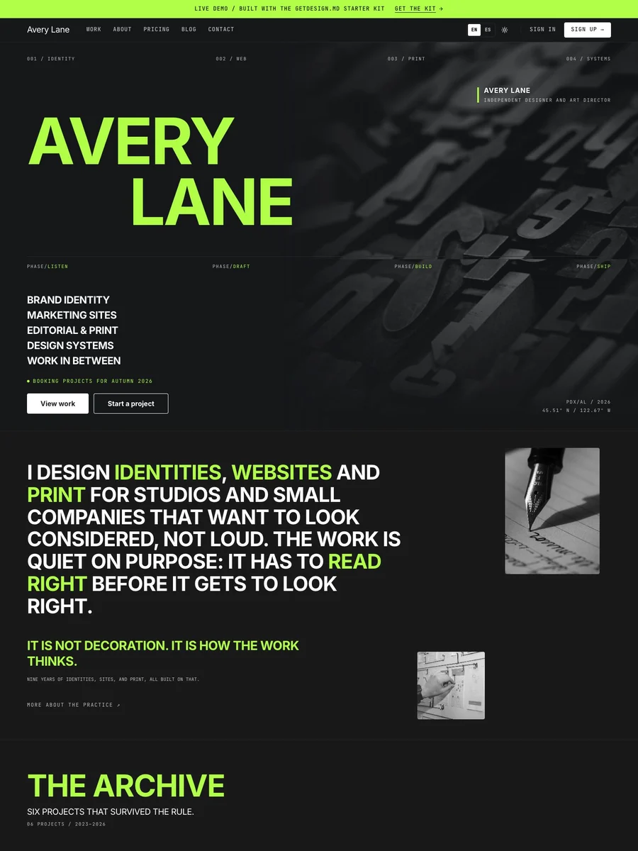 Personal Website template preview